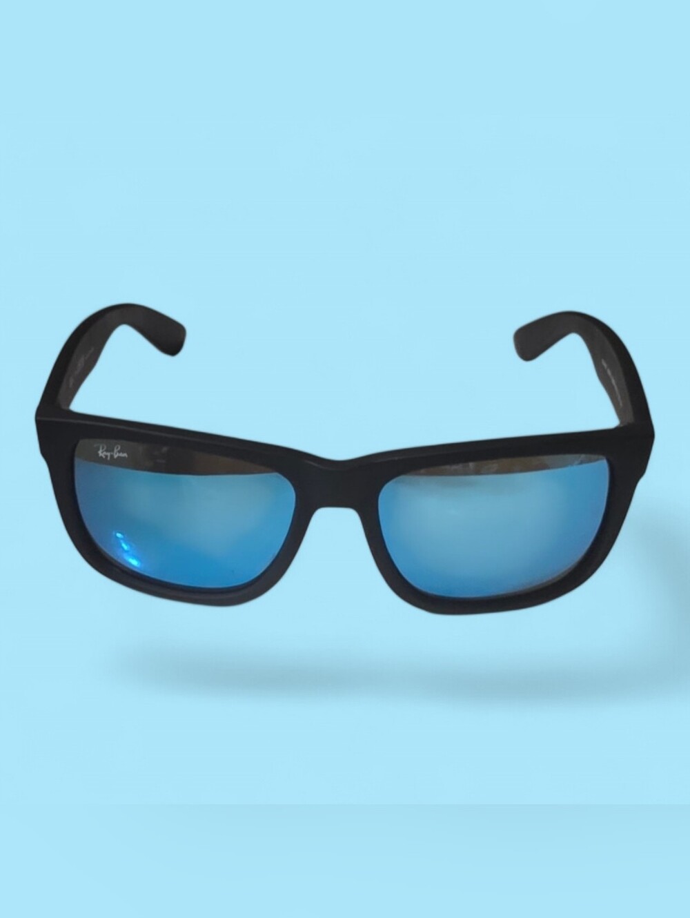 Ray-Ban Black Frame Sunglasses with Blue Gradient Lenses